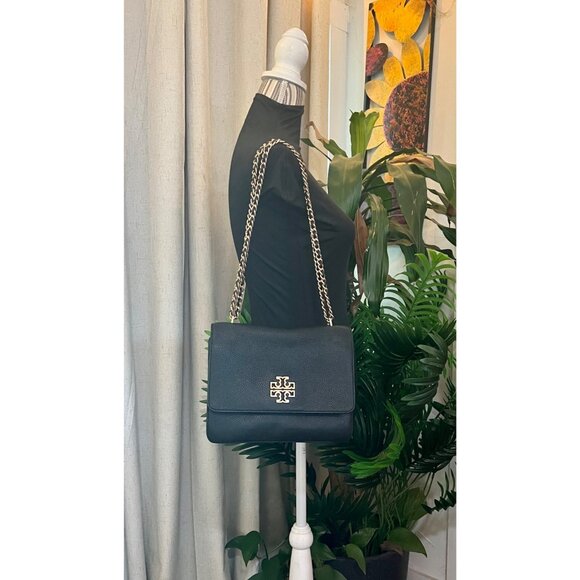 TORY BURCH BLACK LEATHER BRITTEN SHOULDER BAG - Picture 13 of 13